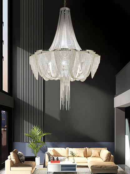 Silver Chain Tassel Chandelier