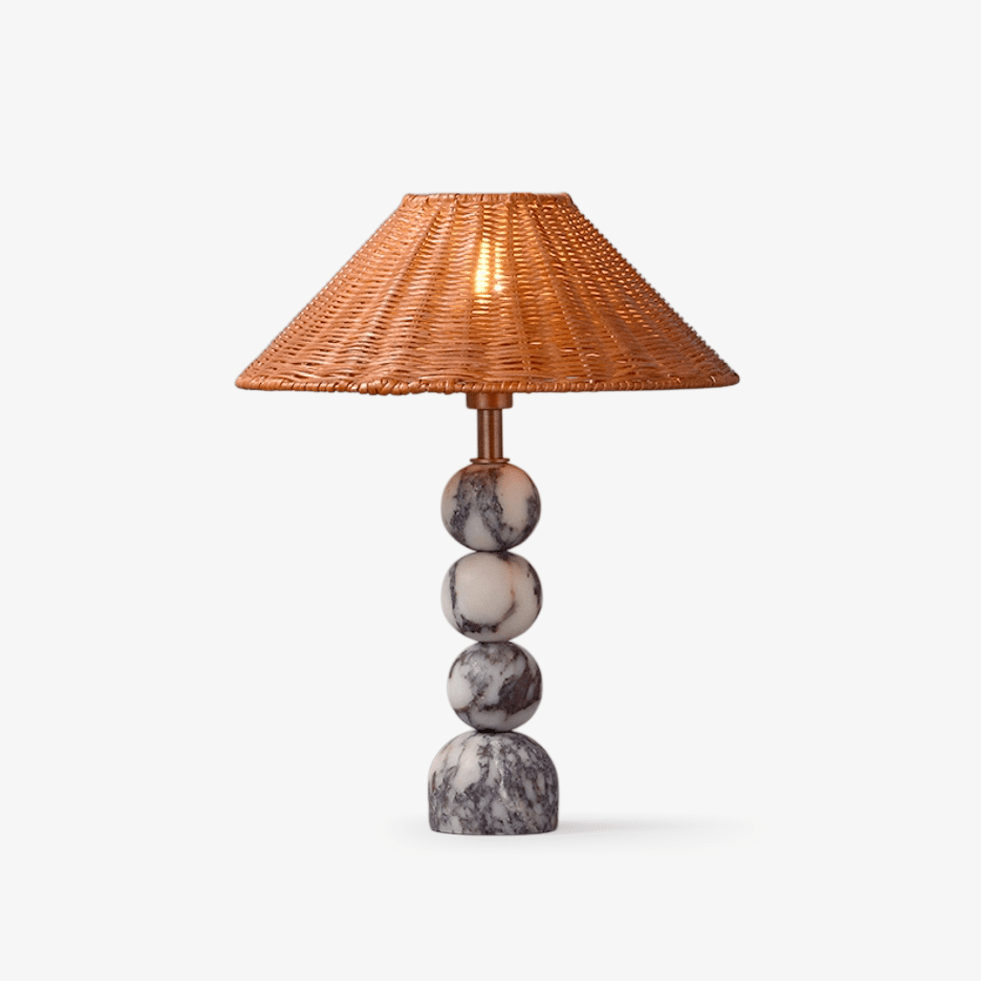 Marble Orb Rattan Table Lamp