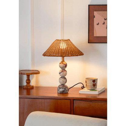 Marble Orb Rattan Table Lamp