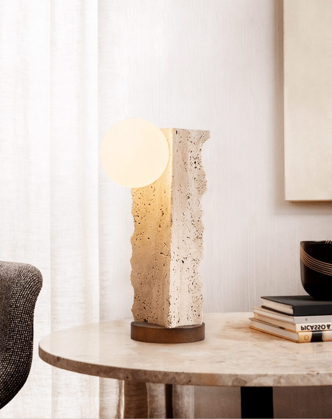 Terra Travertine Orb Table Lamp