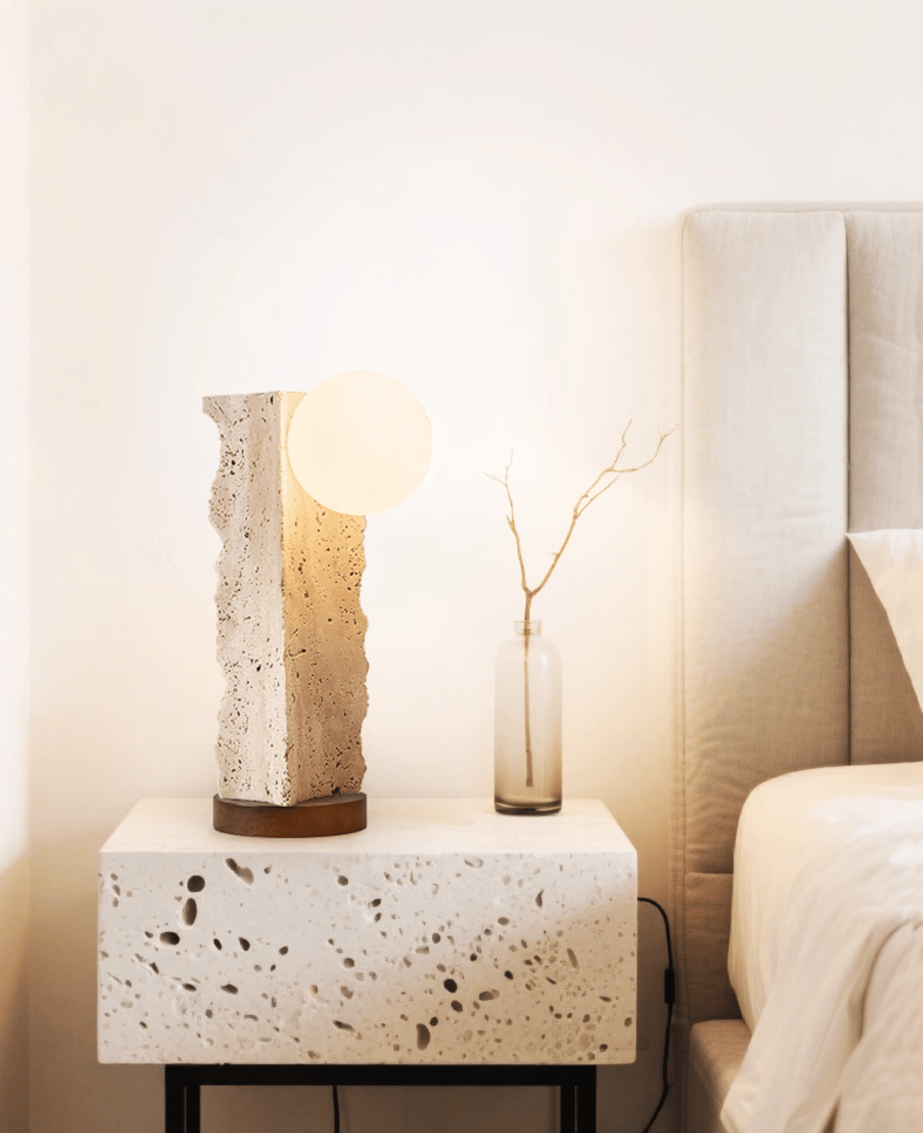 Terra Travertine Orb Table Lamp
