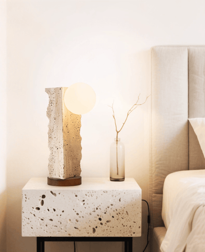 Terra Travertine Orb Table Lamp