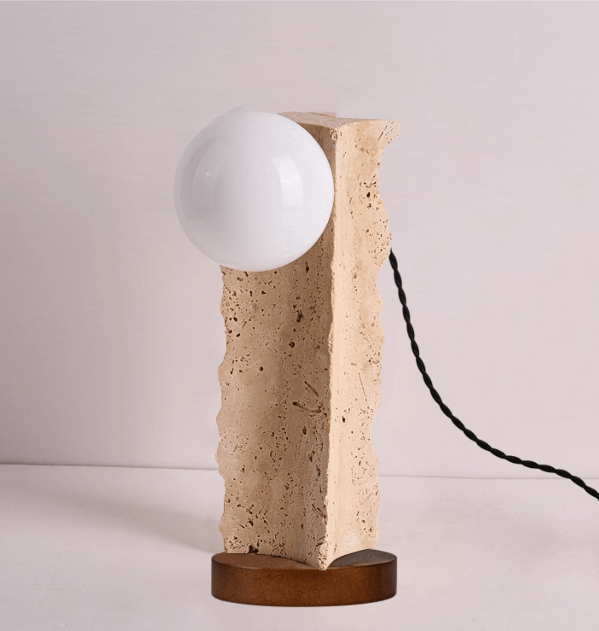Terra Travertine Orb Table Lamp