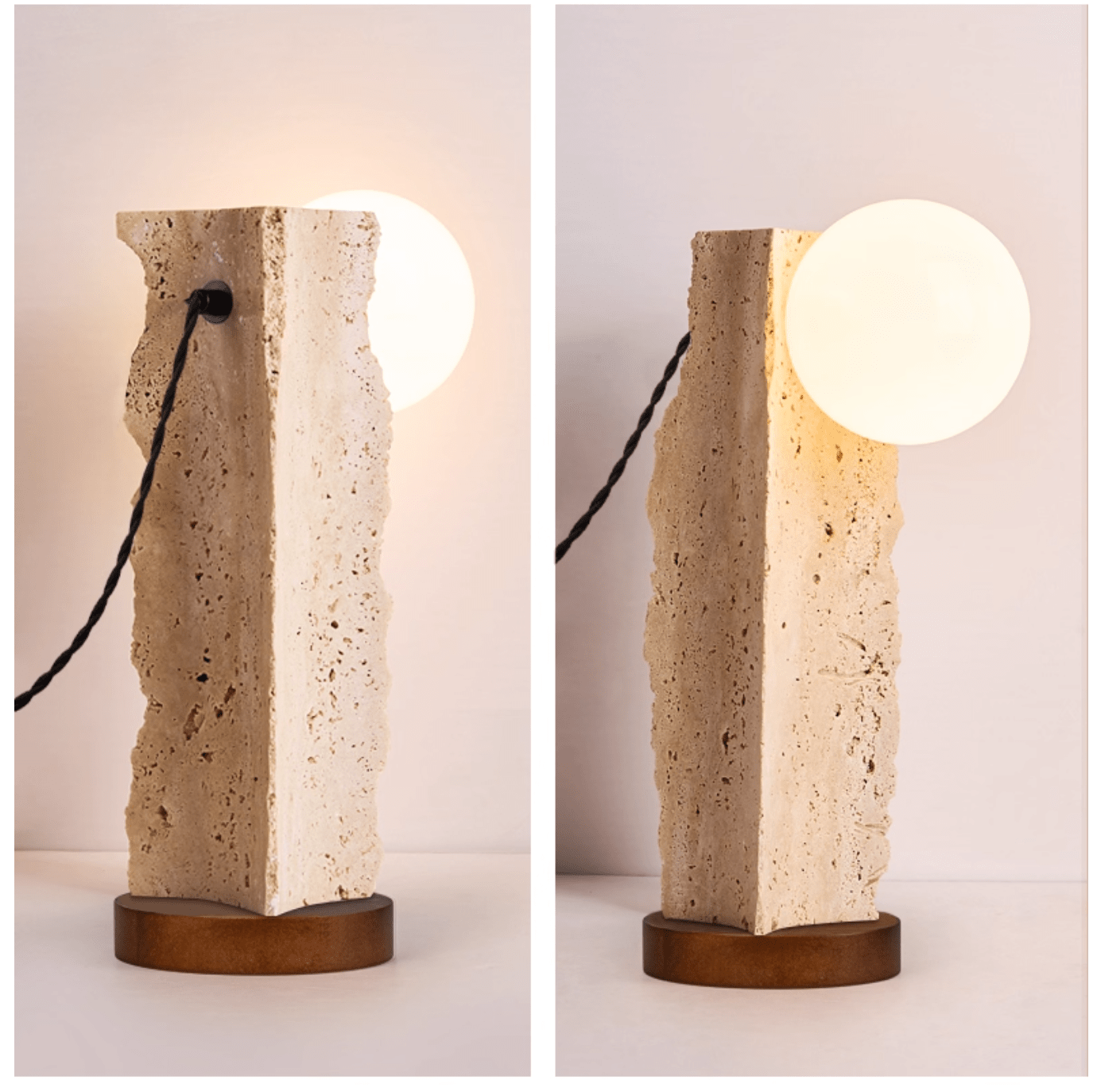 Terra Travertine Orb Table Lamp