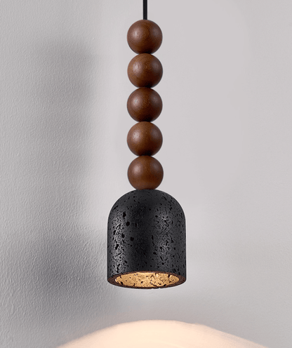 Wood Bead Travertine Pendant Light