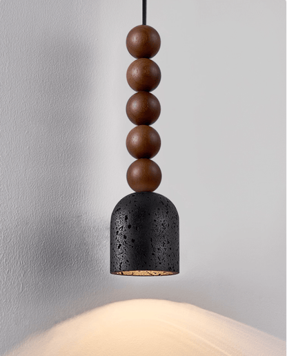 Wood Bead Travertine Pendant Light