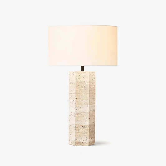Travertine Column Table Lamp
