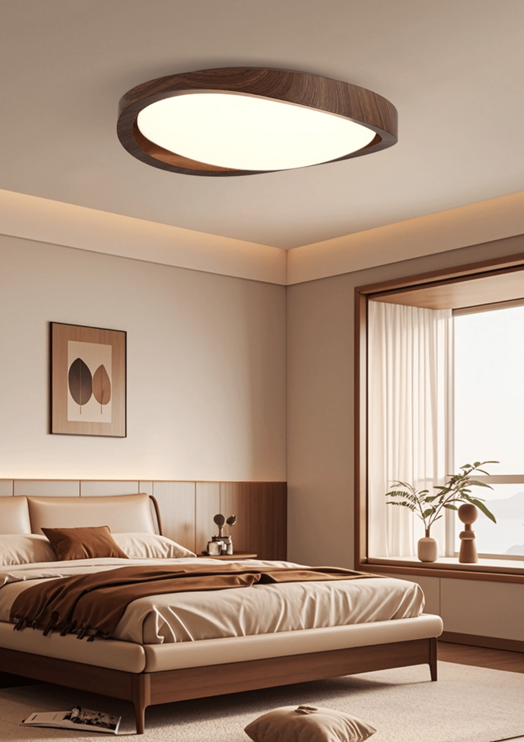 Walnut Curved Edge Ceiling Light