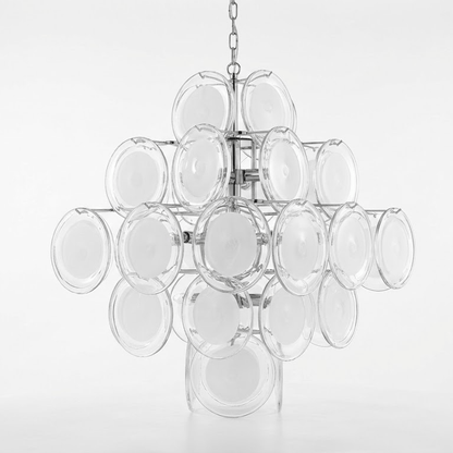 Murano Disc White Glass Chandelier