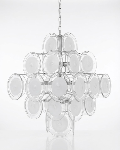 Murano Disc White Glass Chandelier