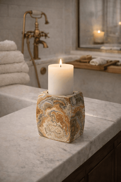 Elara Agate Candle Holder