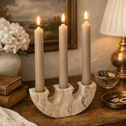 Rowan Yellow Travertine Candle Holder