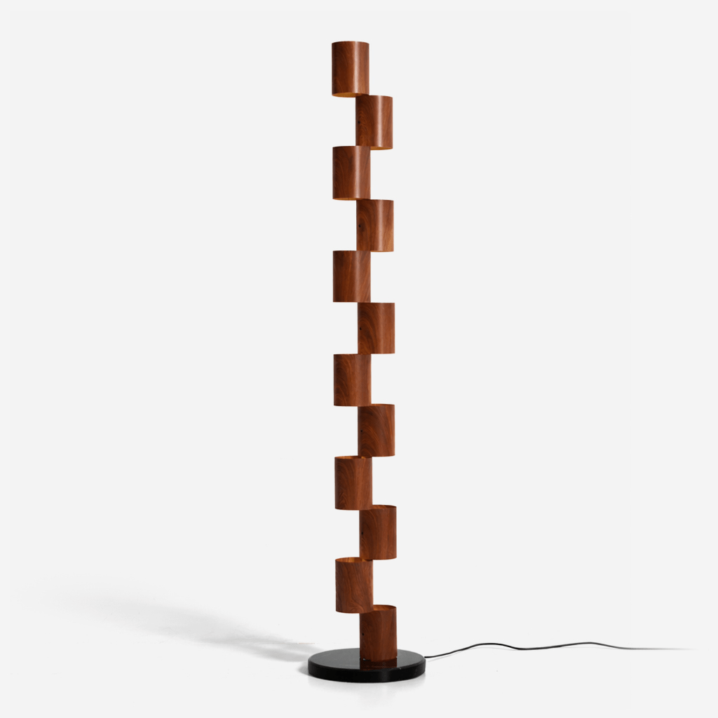 Stacked Wood Tower Floor Lamp