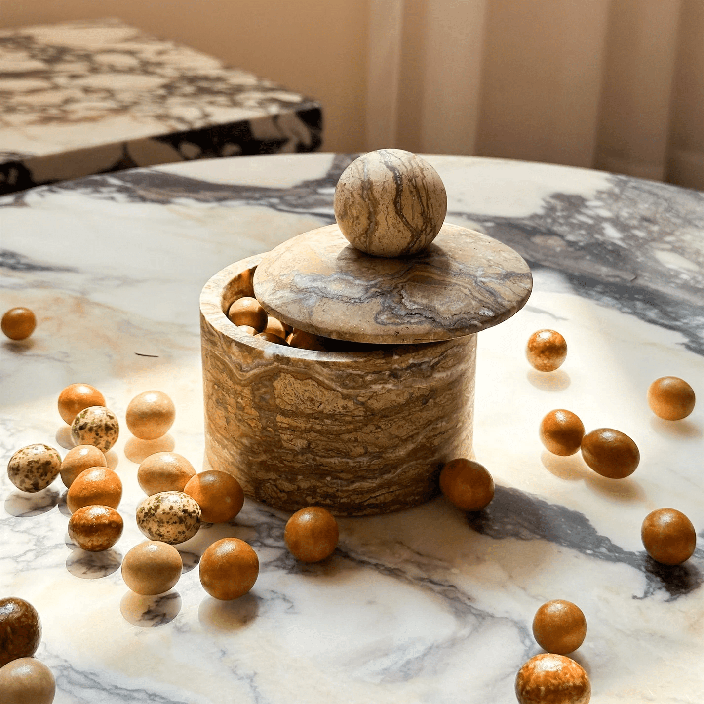 Strata Sphere Stone Storage Box