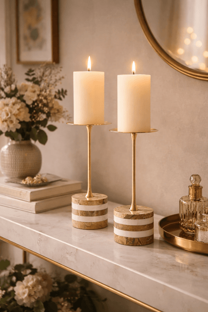 Strata Rise Marble Candle Holder
