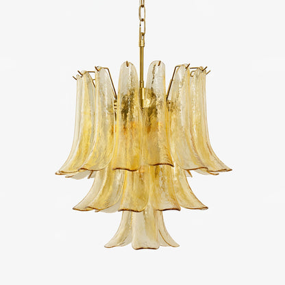 Amber Cascade Glass Chandelier