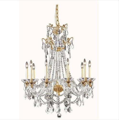 Gold 10-Light Chandelier with Swarovski Elements Crystal