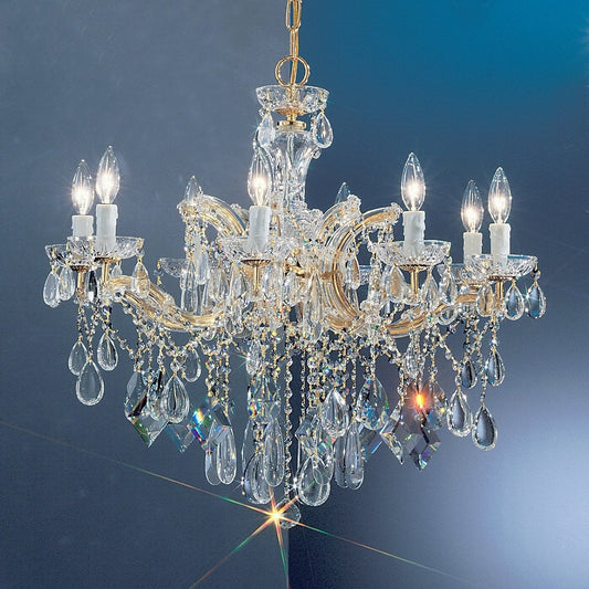 Gold plated 8 Light maria theresa crystal Chandelier