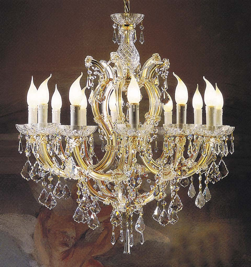 12 Lights Maria Theresa crystal chandelier dressed with clear crystals