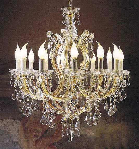 12 Lights Maria Theresa crystal chandelier dressed with clear crystals