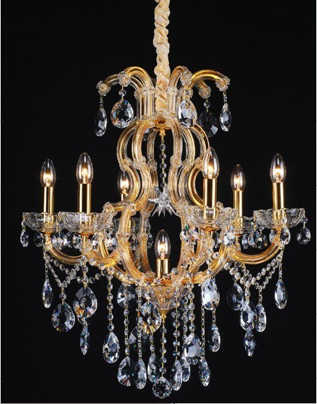 Gold plated 7 Light Maria Theresa crystal Chandelier