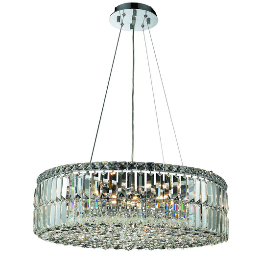Maxim Chrome Twelve-Light 24-Inch Pendant with Royal Cut Clear Crystal