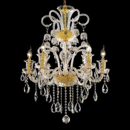 Gold plated 6 Light Bohemian crystal Chandelier