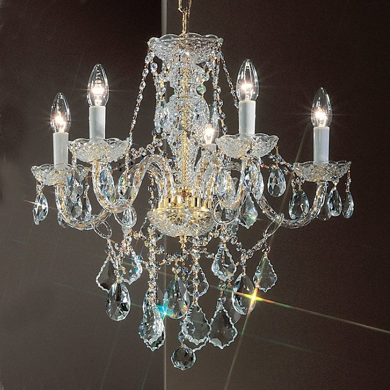 Gold plated 5 Lights Bohemian Crystal chandelier