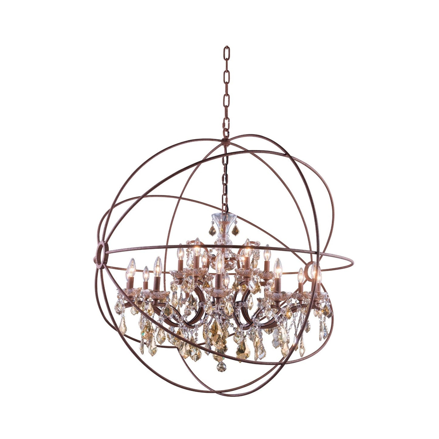 Geneva Rustic Intent Forty-Three-Inch Pendant with Golden Teak Crystals