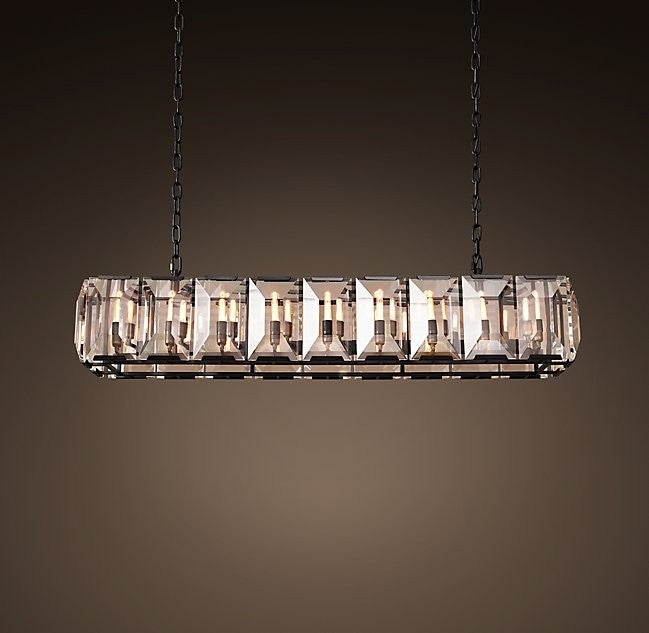American-style rectangle 18 lights square crystal chandelier