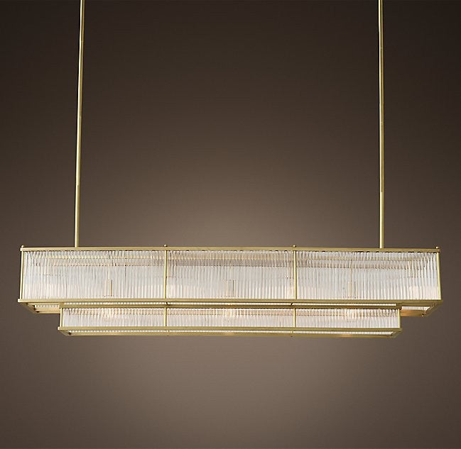 Modern style creative 12 lights gold rectangle chandelier