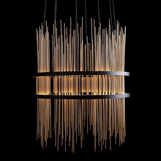 Gossamer Circular LED Pendant - 38" Wide Double - Soft Gold