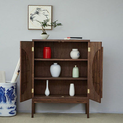 2-Doors Solid Wood Display Sideboard with Shelf