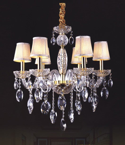 Gold plated 6 Light traditional crystal Chandelier