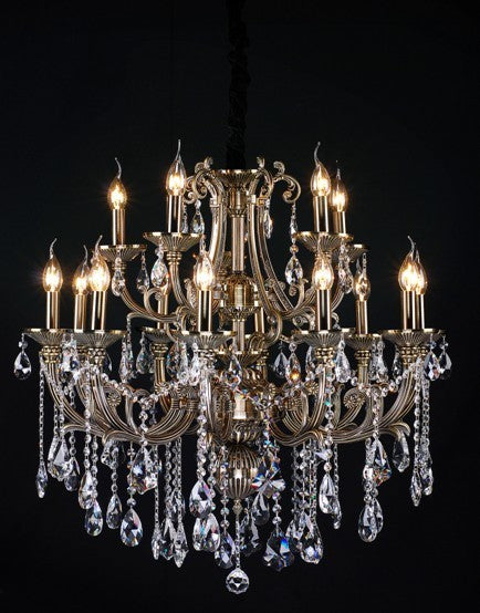 Gold plated 15 Light Zinc Alloy crystal Chandelier