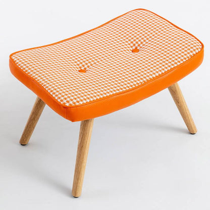 21.4" Wooden Orange Step Ottoman Stool with Non-Slip Pad