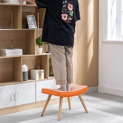 21.4" Wooden Orange Step Ottoman Stool with Non-Slip Pad