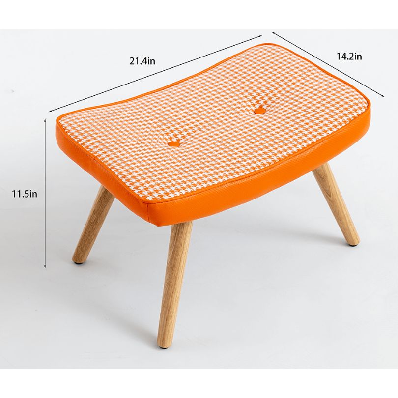 21.4" Wooden Orange Step Ottoman Stool with Non-Slip Pad