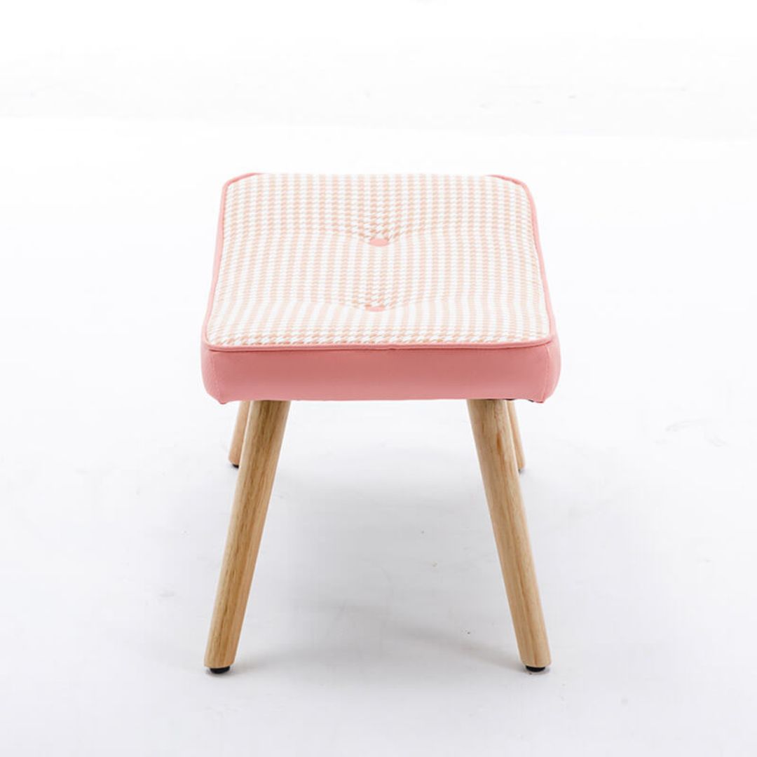 21.4" Wooden Pink Step Ottoman Stool with Non-Slip Pad