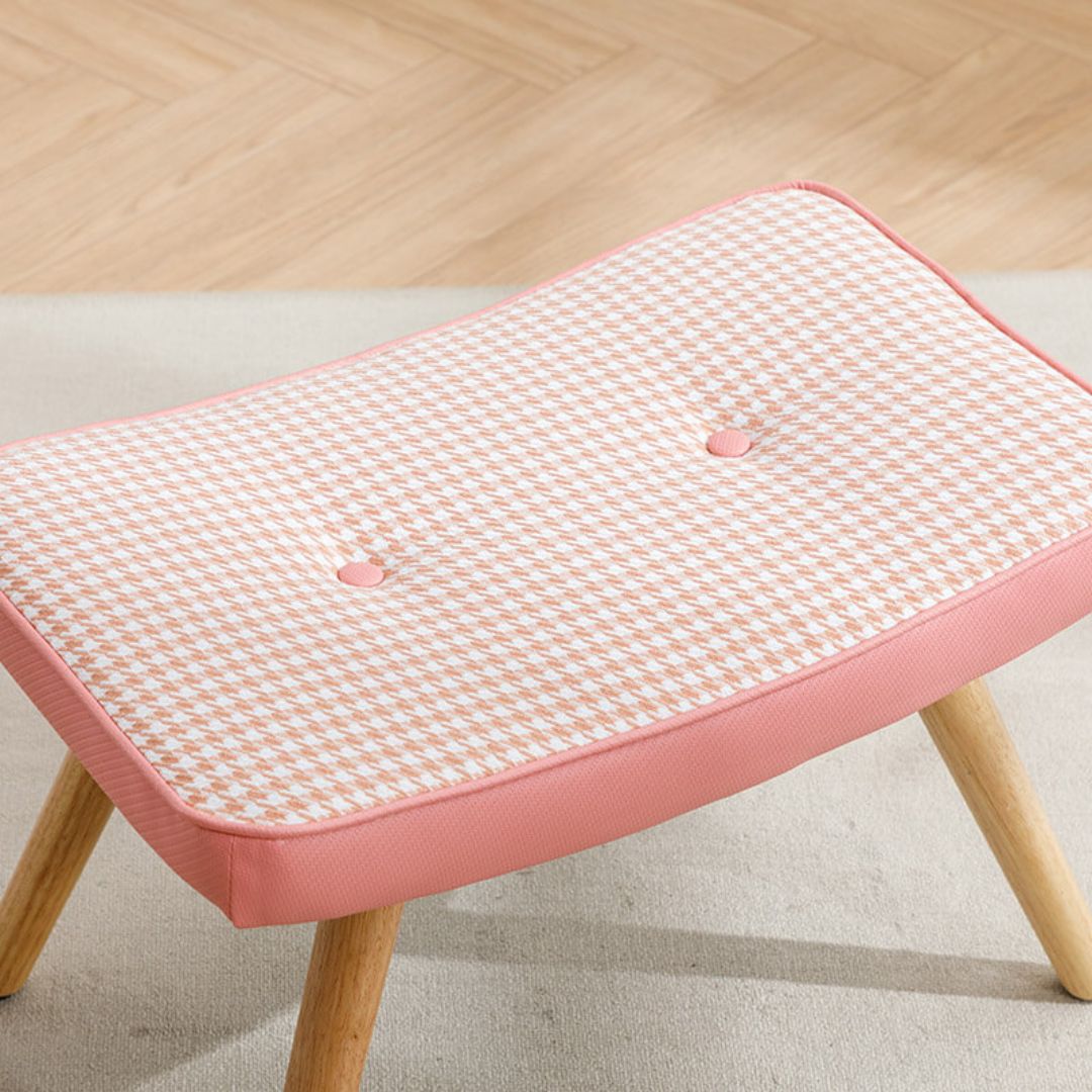 21.4" Wooden Pink Step Ottoman Stool with Non-Slip Pad