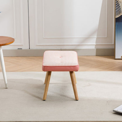 21.4" Wooden Pink Step Ottoman Stool with Non-Slip Pad