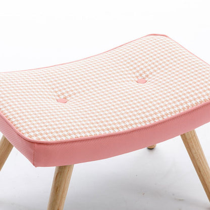 21.4" Wooden Pink Step Ottoman Stool with Non-Slip Pad