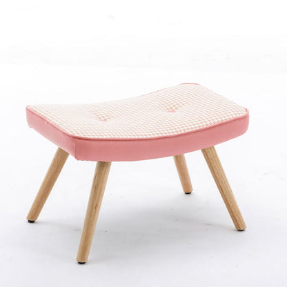 21.4" Wooden Pink Step Ottoman Stool with Non-Slip Pad