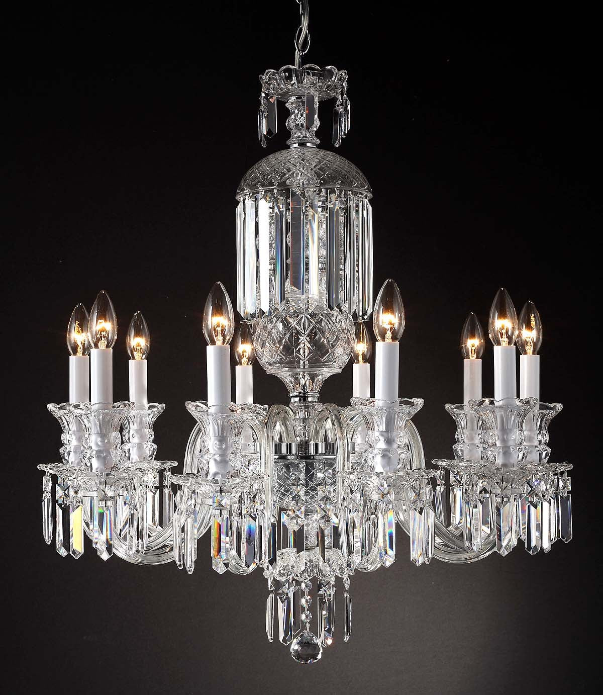 10 Lights Bohemian Crystal chandelier in polished chrome finish