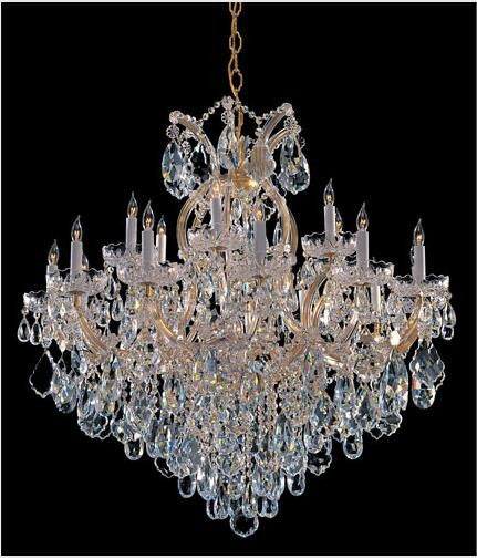 Gold Eighteen-Light Chandelier with Swarovski Spectra Crystal