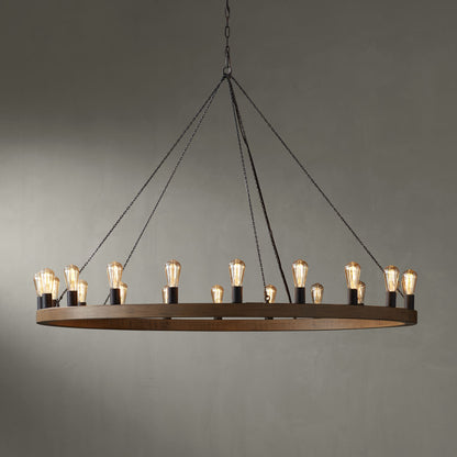 Generation Lighting Avenir 60" 20-Light Weathered Oak Ring Chandelier