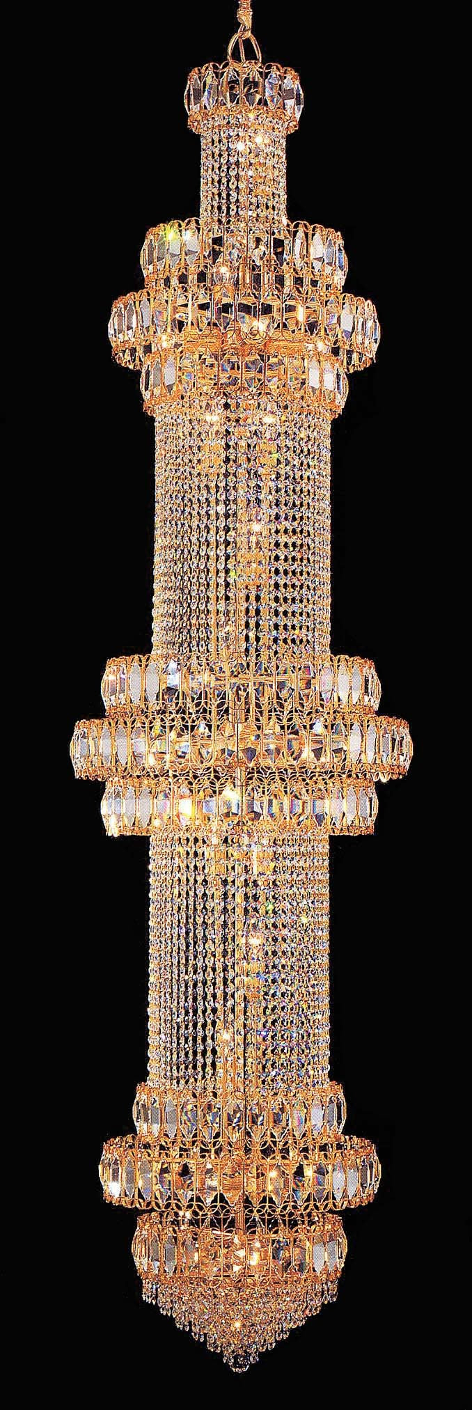 Entryway/ foyer large crystal chandelier in gold plated finish