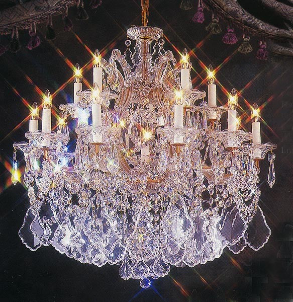 Gold plated Maria Theresa chandelier dressed with beautiful Maple Leaf crystal