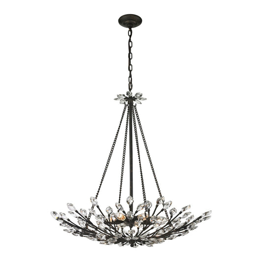Crystal Branches Burnt Bronze Eight-Light Pendant