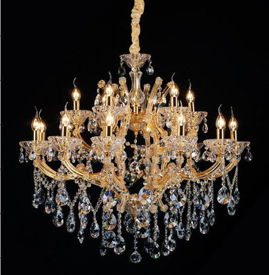 Gold plated 18 Light Maria Theresa crystal Chandelier